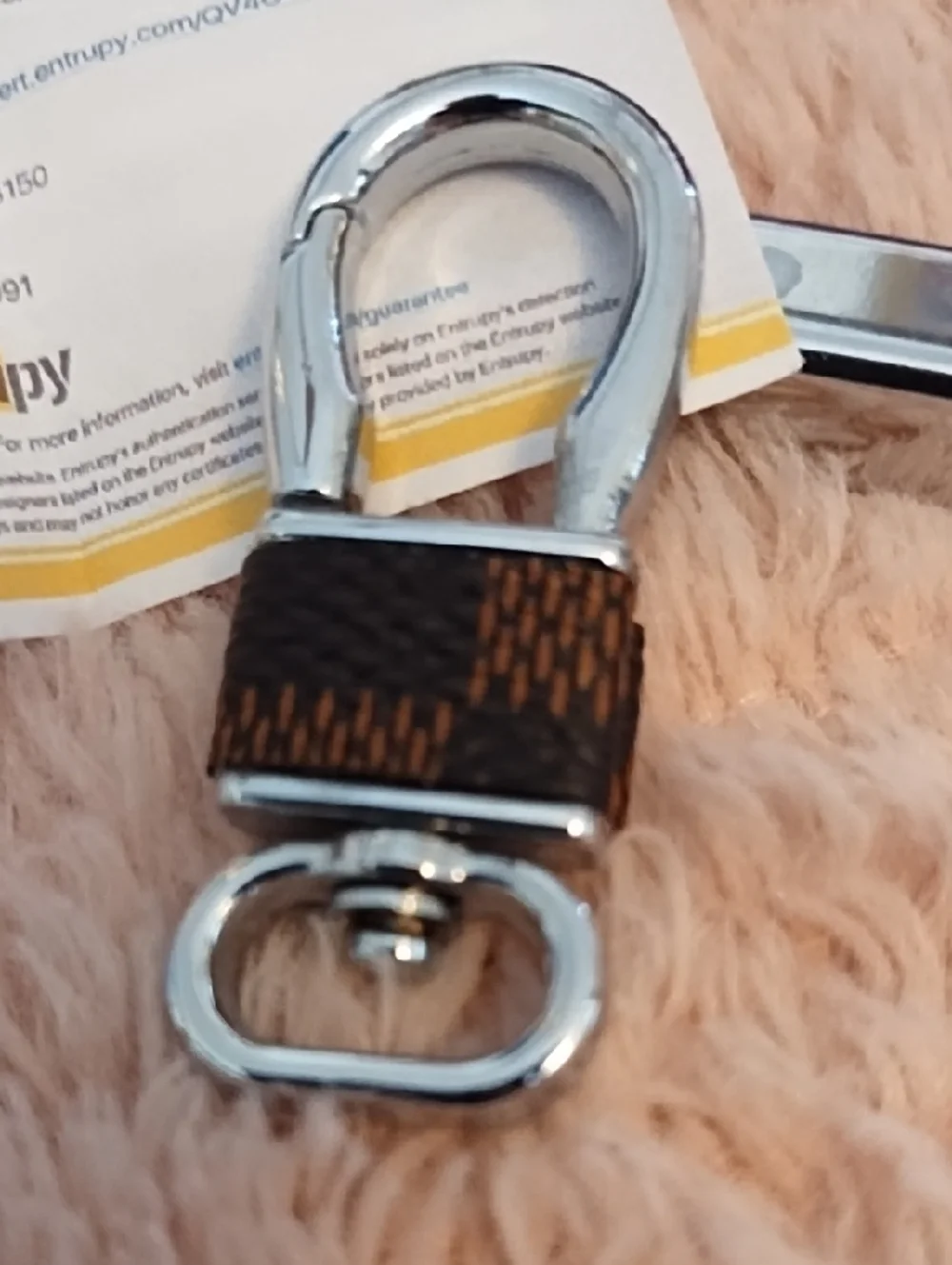 Reimagined LV Brown Monogram Canvas Key Hook with Silver Hardware